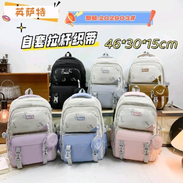 Tas Ransel Korea Wanita Perempuan Cewek Kuliah Dewasa Remaja Pria Laki Laki Cowok Sekolah Laptop Impor Motif Beruang Fashion Ala Korea Kuliahan Aesthetic Punggung Ringan Murah Simpel Hitam Hijau Biru Abu Pink Kuning  Bahan Kanvas Bestseller #TSR0015 - Hitam