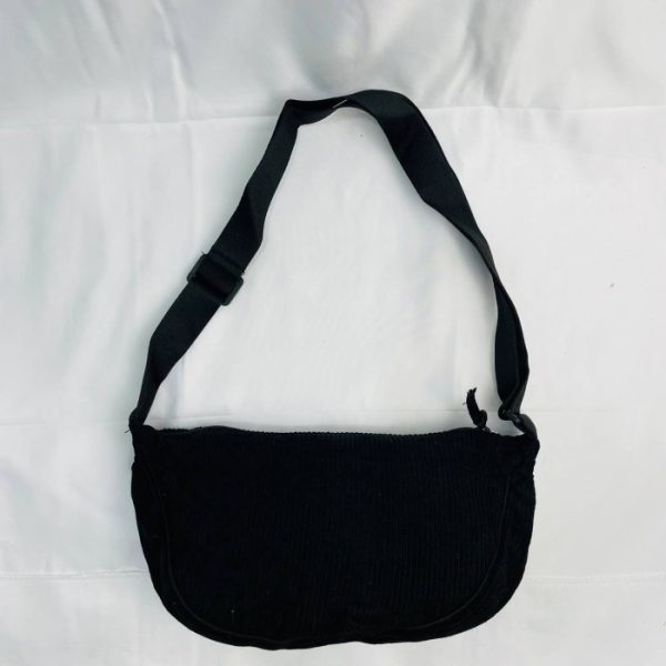 Tas Bahu Mini Setengah Lingkaran / Round Mini Shoulder Bag / Tas Selempang Pria dan Wanita Kanvas Canvas - Hitam