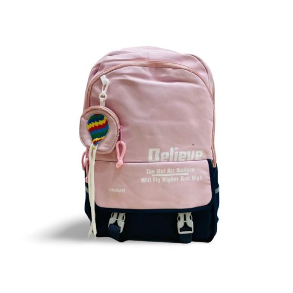 Tas Ransel Perempuan Wanita Cewek Punggung Ala Korea Kuliah Aesthetic Dapat Dompet Kecil Backpack Motif Believe Cowok Laki Laki Pria Laptop Travel Bisnis Kapasitas Besar Lucu Warna Abu Hitam Pink Coklat Sekolah Anak Impor Kapasitas Besar Smp  #TSR037 - Pink