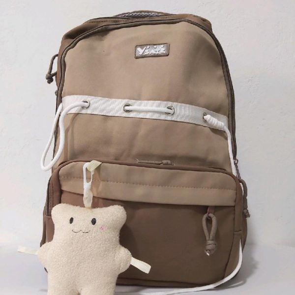 Tas Ransel Korea Tas Kuliah Ala Korea Tas Backpack Wanita Tas Impor Perempuan Tas Kuliahan Aesthetic #TSR0021 - Coklat