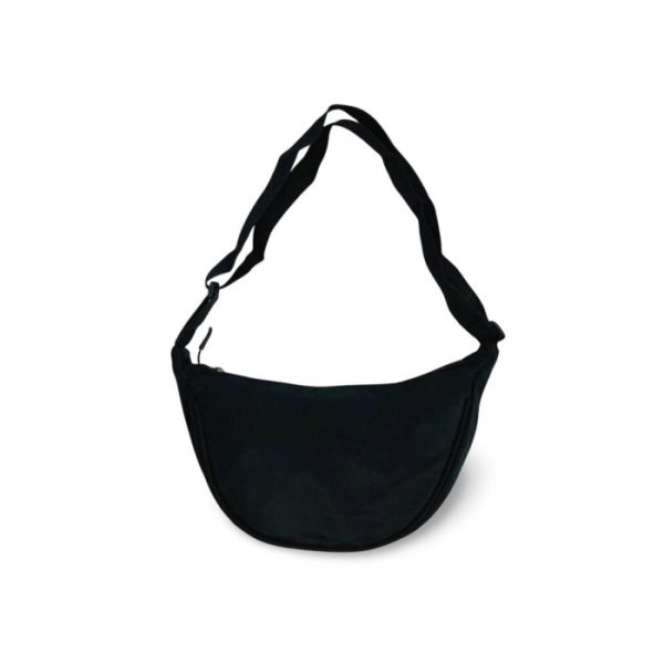 Tas Bahu Mini Setengah Lingkaran / Round Mini Shoulder Bag / Selempang Pria  Wanita Kanvas Canvas - Hitam